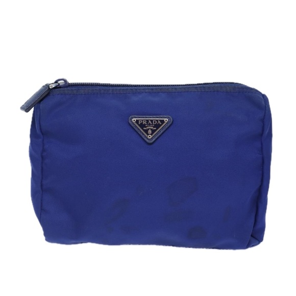 PRADA Pouch Nylon Blue Silver Auth 87469 - Picture 13 of 16